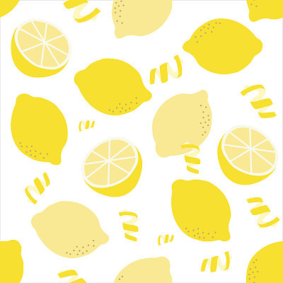 Seamless lemon pattern on white background