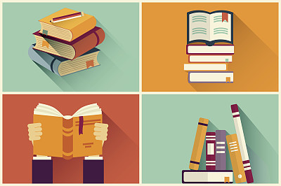 Set of books in flat design