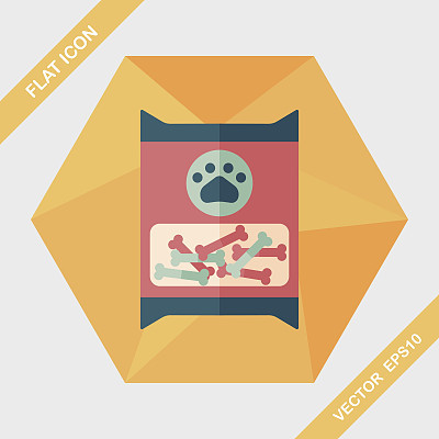 Pet dog food package flat icon with long shadow,eps10