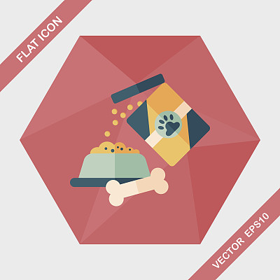 Pet dog food flat icon with long shadow,eps10