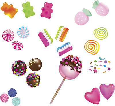 Scattered sweet candies