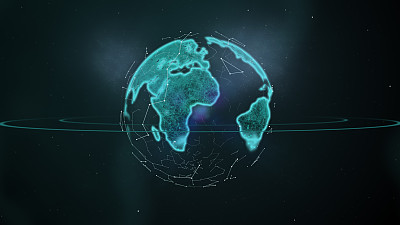 Abstract scientific background - green hologram of planet.