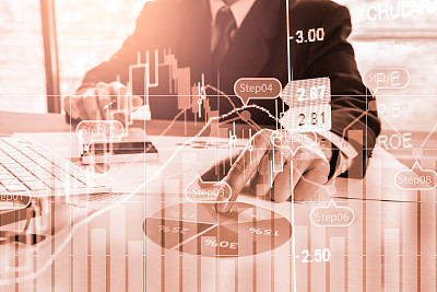 Stock market or forex trading graph and candlestick chart suitable for financial investment concept. Economy trends background for business idea and all art work design. Abstract finance background.