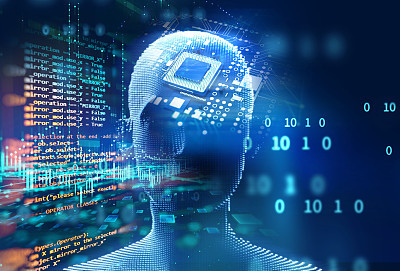 double exposure image of virtual human 3dillustration