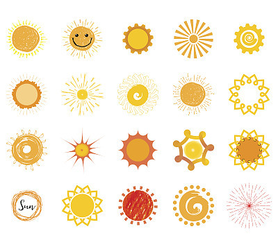 Badge as part of the design - Sun and summer. Sticker, stamp, symbol - hands made