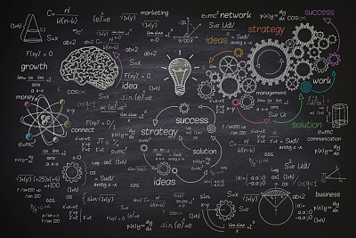 Big formula on blackboard