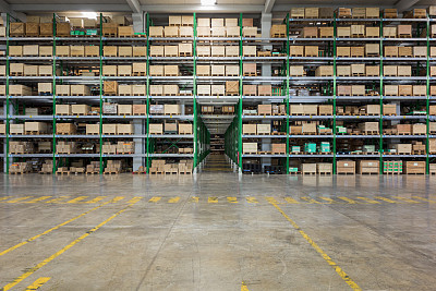 Cardboard box in warehouse