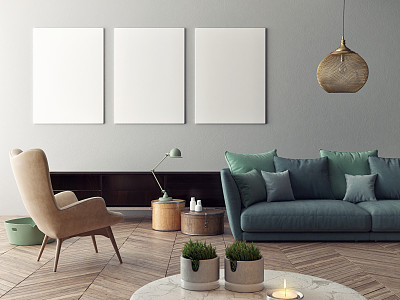mock up poster with vintage hipster loft interior background