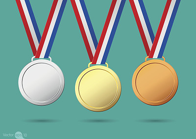golden, silver and bronze medals