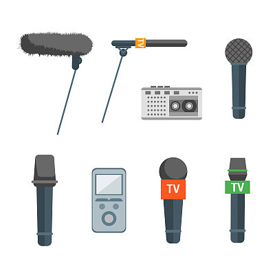 cartoon microphone set press conference element