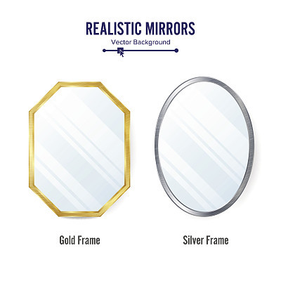 Realistic Mirrors Set Vector. Mirror Frames Or Mirror Decor Interior Illustration