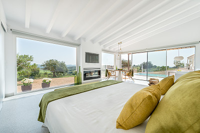 Double bed in luxury hotel