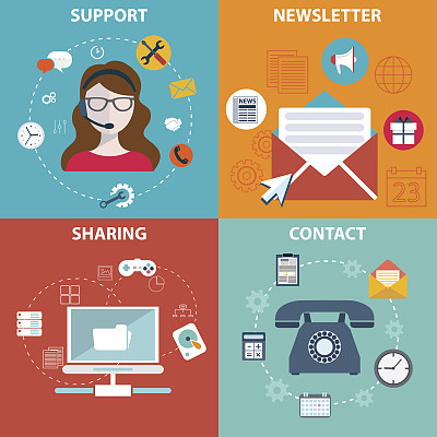 Web and mobile services and apps for  newsletter, support, contact