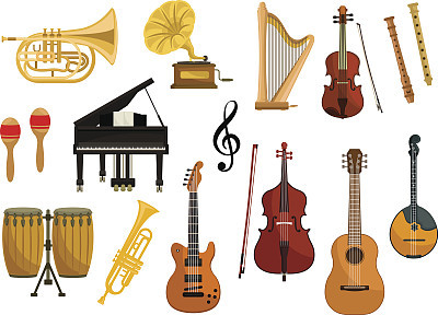 Vector icons of musical instruments