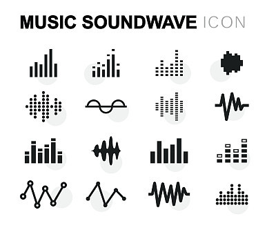 Vector flat music soundwave icons set