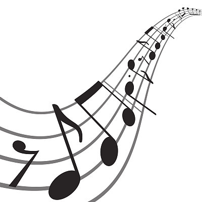 Music notes on wavy staff