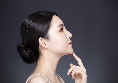 side view of young beauty face