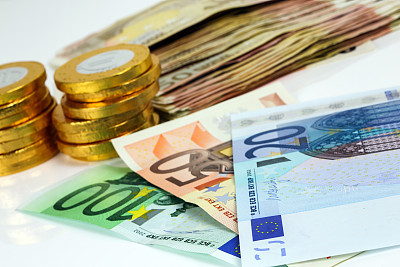 Lot of euro banknotes