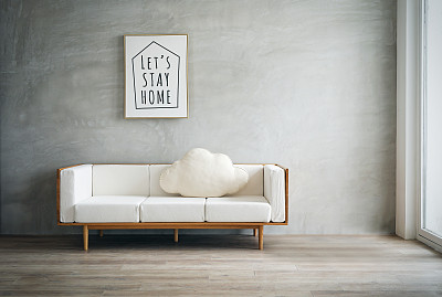Modern white sofa in a living room