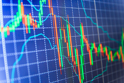 Stock market graph and bar chart price display