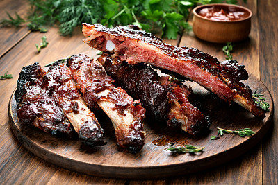 Roasted sliced barbecue pork ribs