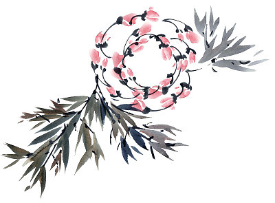 Watercolor blossom tree