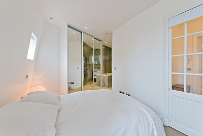 bedroom wardrobe. Modern bedroom interior.