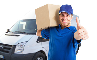 Happy deliverer portrait