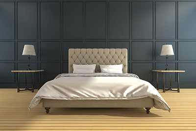 3d rendering classic and vintage green bedroom