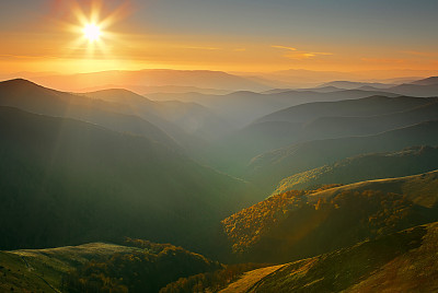 Sunset in mountians