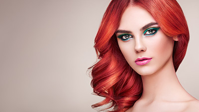 Beauty fashion model girl with colorful dyed hair