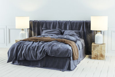 3d render of beautiful bedroom, industrial style