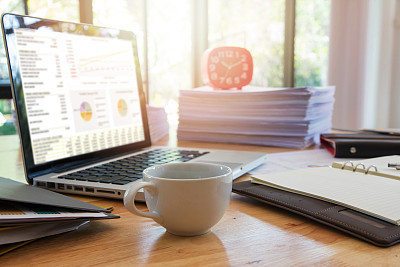 Business Concept, Pile of unfinished documents on office desk, Stack of business paper