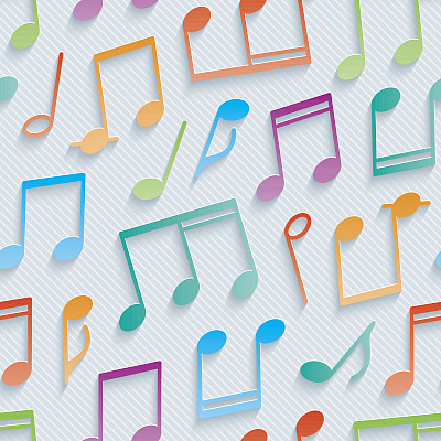 Multicolor musical notes seamless wallpaper pattern.