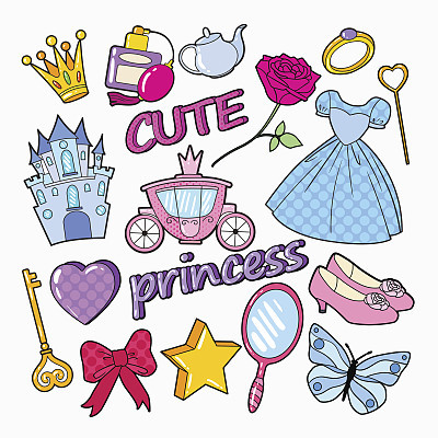 Little Princess Doodle with Castle, Crown and Star