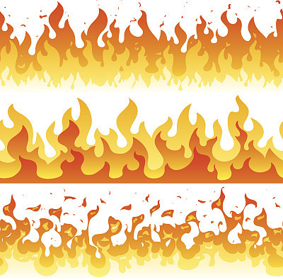 Cartoon fire flame vector seamless frame borders