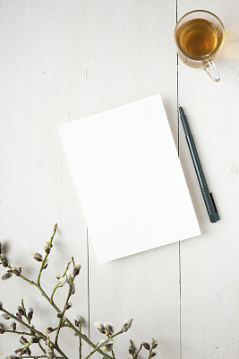Work morning mood mock up for your text and design, top view, flat lay
