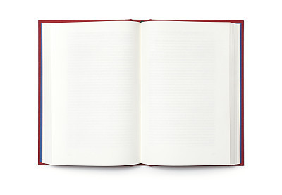 Blank open book isolated