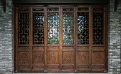 old ancient antique chinese traditional folding door