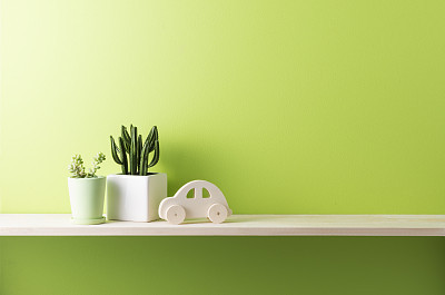 Shelf and green wall
