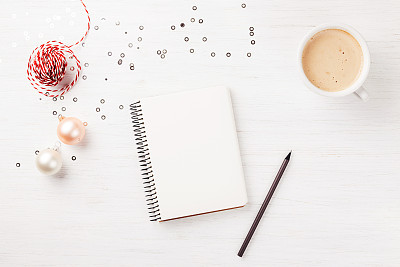 Paper notebook on the table.