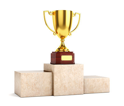 Golden trophy on pedestal
