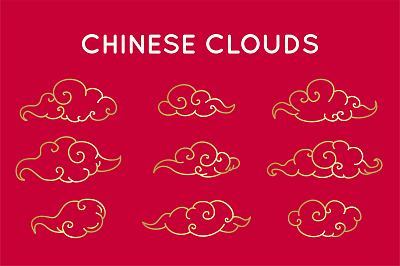 Asian style, Chinese clouds set vector