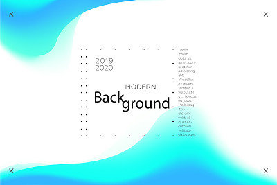 Colorful background. Abstract fluid dynamic blue shapes. Liquid colors on white background. Modern template for poster or banner.