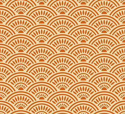 Japanese Sunshine Wave Seamless Pattern