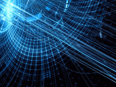 Technology background with curves and grid - abstract digitally generated image