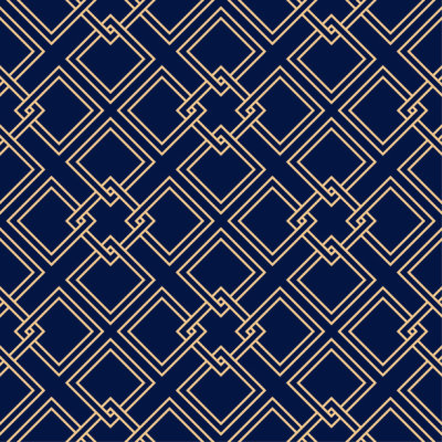 Golden blue geometric ornament. Seamless pattern