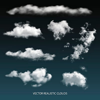 Vector Isolated realistic transparent clouds.