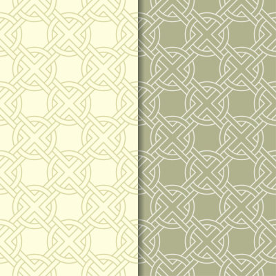 Olive green set of seamless geometric patterns