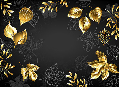 Black background with gold leaves